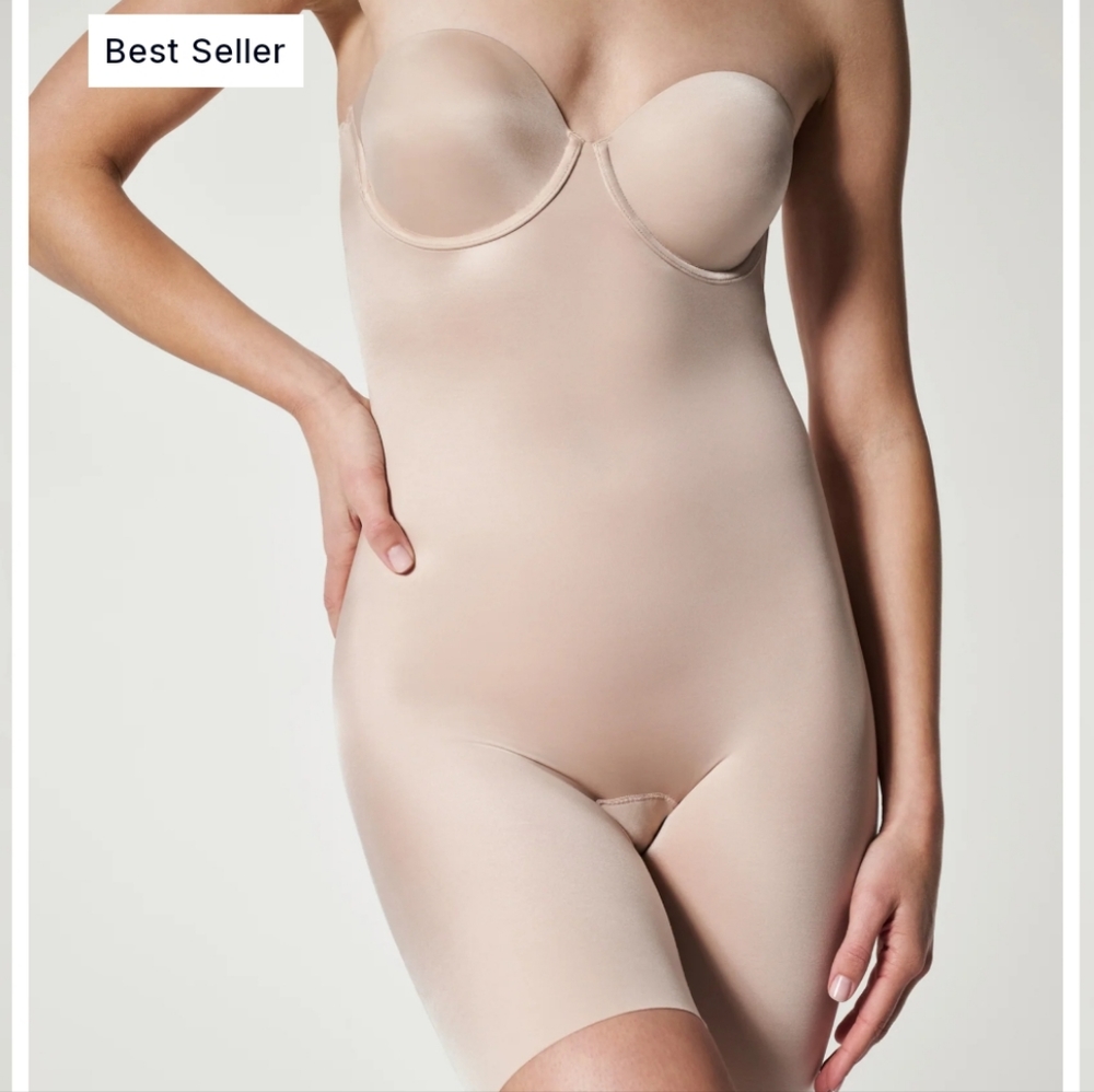SPANX Strapless Cupped Mid-thigh Bodysuit
